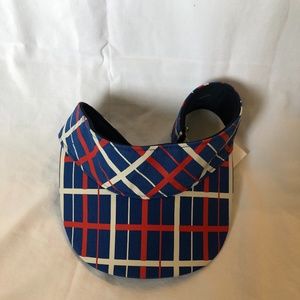 Orange, blue and white Tory Burch visor